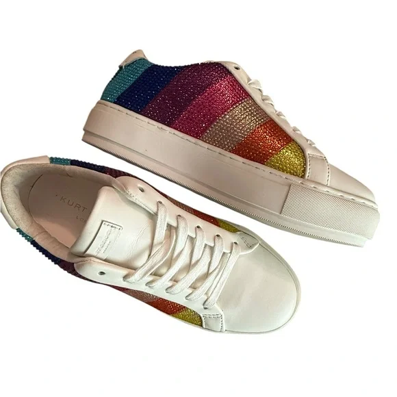 NWOT Kurt Geiger Multicolor Striped Sneakers - Picture 5 of 9